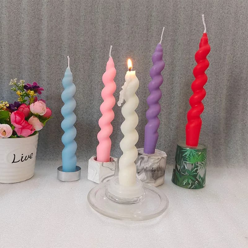 Bougies à dîner coniques en spirale, bougies coniques pour vacances, fête de mariage, bougie de dîner non parfumée à la cire, sans gouttes