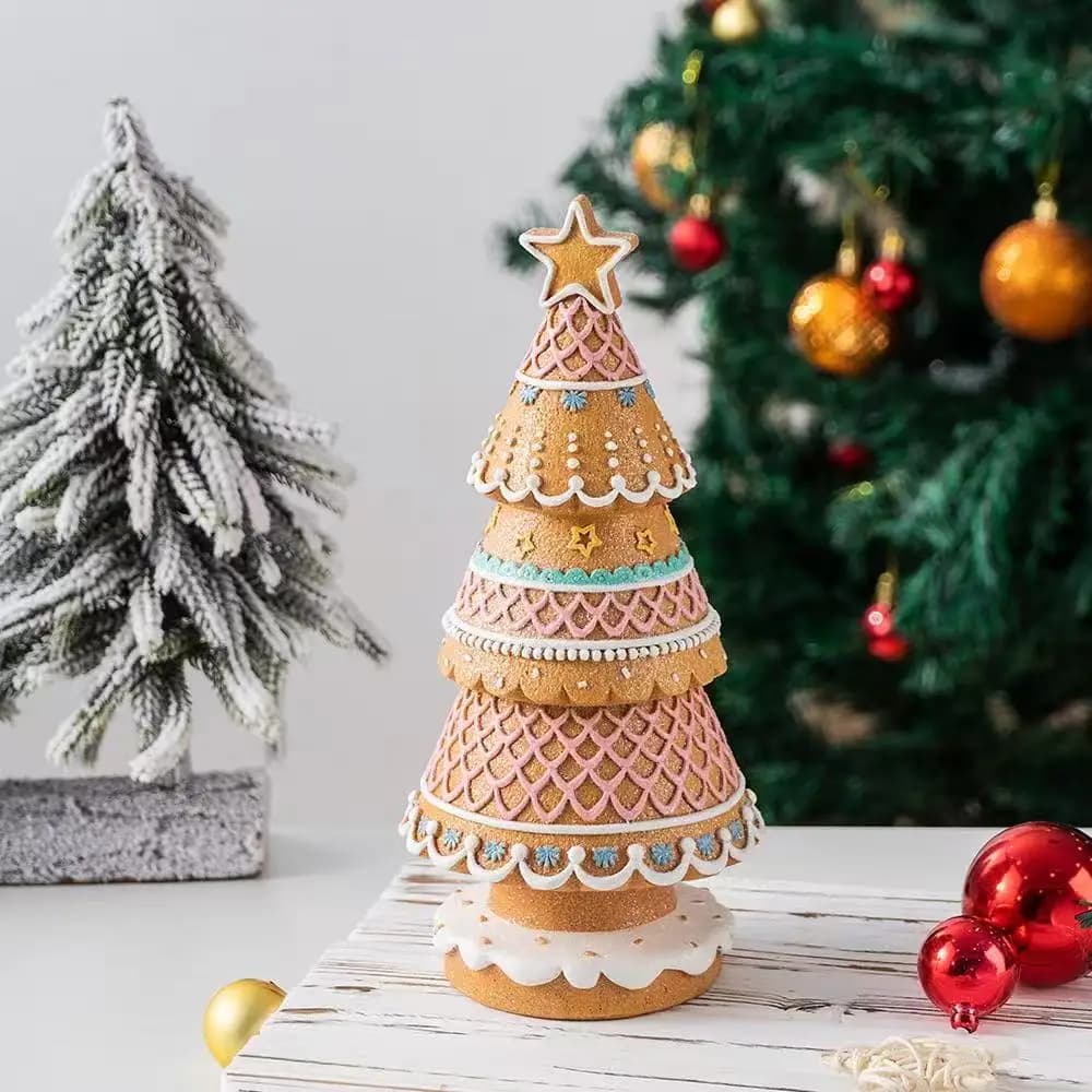 Ornement d'arbre de noël en pain d'épice, décoration de vacances en résine, Figurine de noël, cadeau du nouvel an, décor de manteau de table, maison Festive