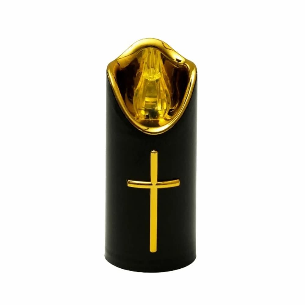 Bougie sans flamme LED en forme de croix chrétienne, flamme réaliste, bougies de prière réutilisables, lumière LED, bougie factice commémorative, mariage