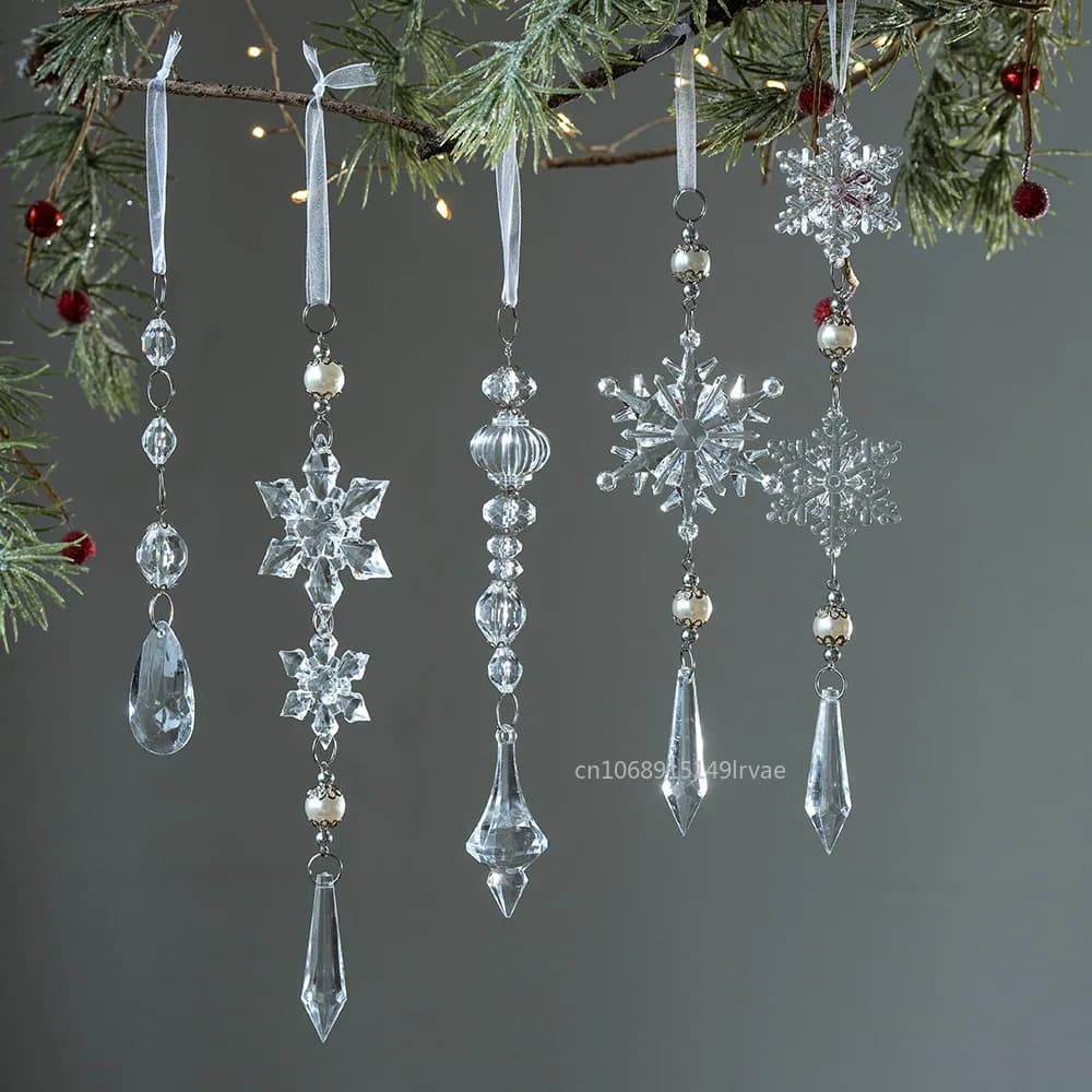 Pendentif flocon de neige en acrylique transparent