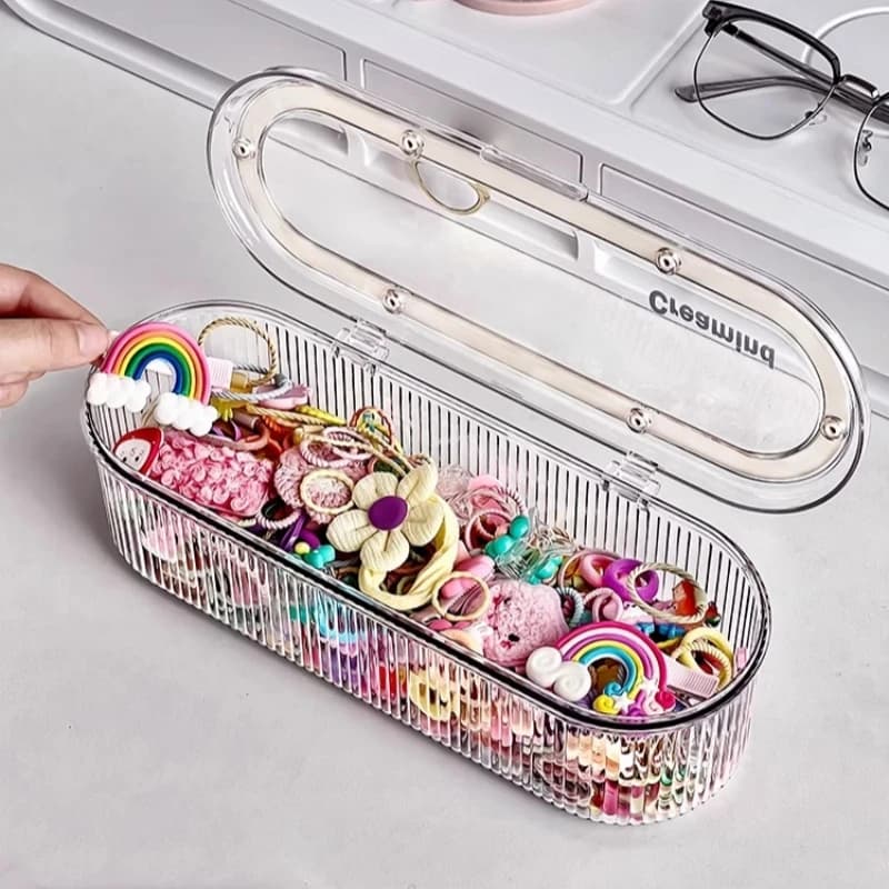 Organisateur d'accessoires pour cheveux, boîte de rangement en acrylique, organisateur de cravates de cheveux transparent pour bandeau, dosettes de linge, conteneur, boîte de rangement de bureau
