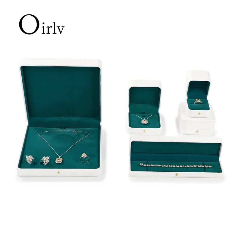Oirlv nouvelle Collection d'automne de boîtes à bijoux de luxe pour femmes caractéristiques une boîte-cadeau Simple vert blanc bague boîte-cadeau boîte à collier