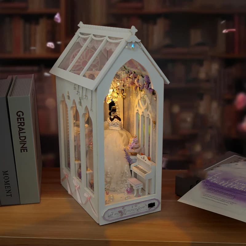 Bricolage en bois jour de mariage coin livre Figurines Miniatures serre-livres étagère à la main pour amis cadeaux d'anniversaire décoration de la maison artisanat
