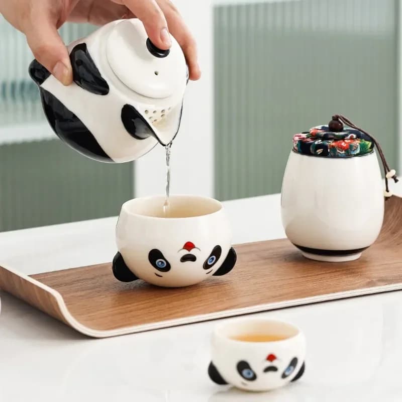 Ensembles de tasses à thé en céramique en forme de KrasnoShaped, théière portable, outils exécutifs de thé Kung Fu, cadeaux de nouvel an, souvenirs