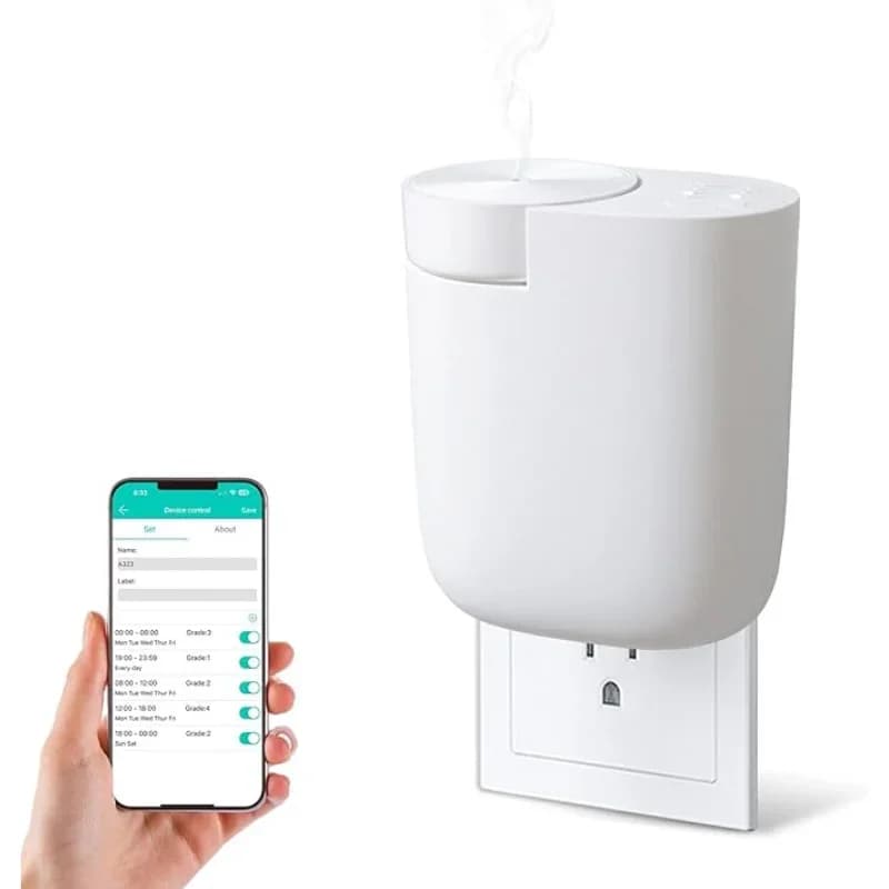 Diffuseur enfichable avec minuterie contrôle bouton d'intensité de parfum connectivité d'application Bluetooth