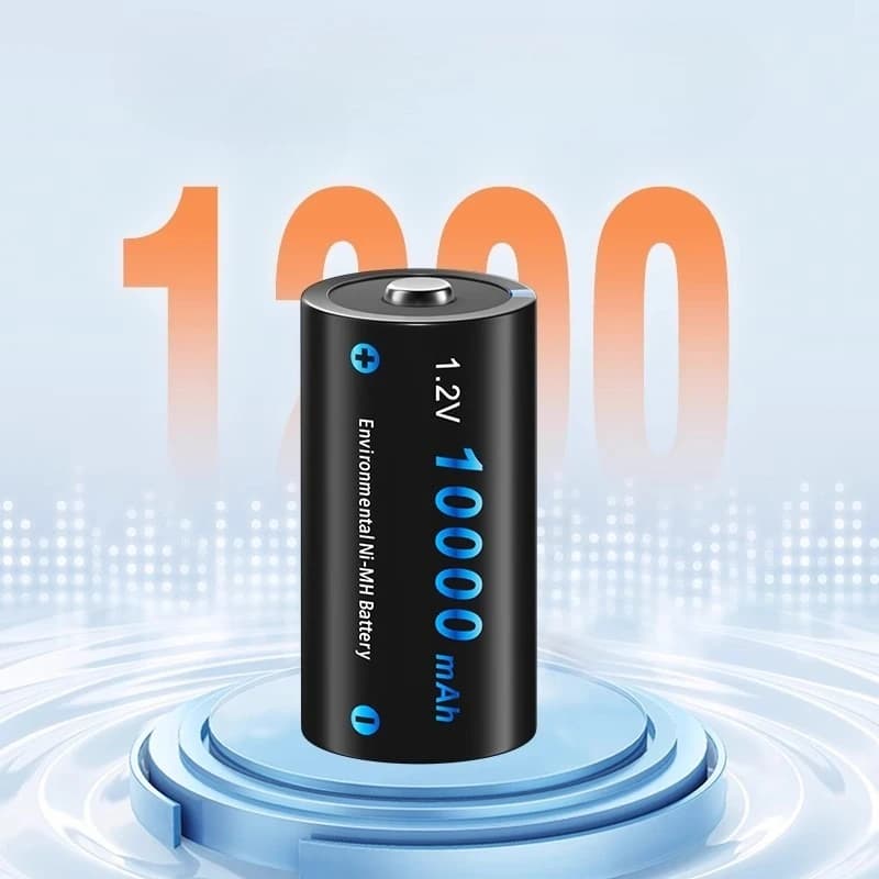 Batterie rechargeable D R20 NIMH 1,2 V LR20 format D 10000 mAh avec chargeur intelligent LCD pour piles AA AAA C D 9V