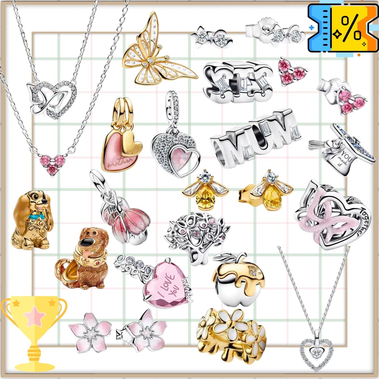 Cadeau Fête des Mères 2026 : Collier Fleur et Boucles d'Oreilles Cœur en Argent Sterling S925 pour Femme – Bijoux DIY Adaptés aux Femmes