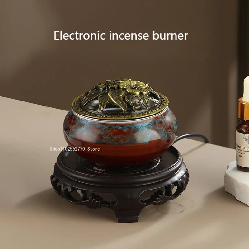 Brûleur d'encens électrique en céramique/réglage de la température temporisé, huile essentielle pour la maison, poudre d'encens, parfum, fournitures religieuses