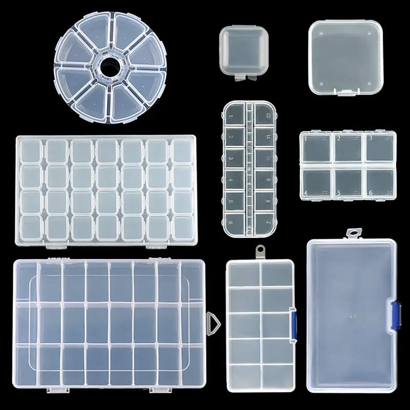 Boîte à bijoux de rangement en plastique Transparent, compartiment réglable, conteneur pour perles, boucles d'oreilles, boîte rectangulaire à bijoux