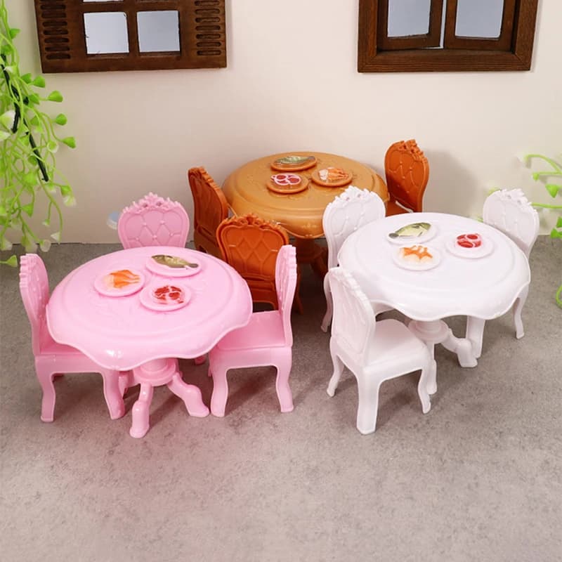 Accessoires pour maison de poupée : 1 : 12 chaises de table à manger miniatures ; Ensemble de meubles ronds pour jouet de décoration de salon.