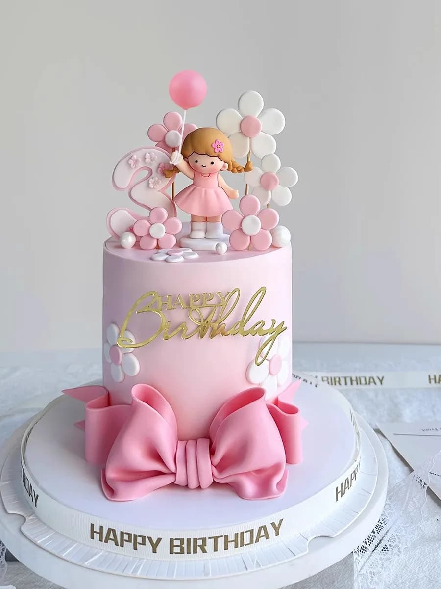 Décoration de gâteau princesse joyeux anniversaire pour filles de 1er ans, décor de fête prénatale, boîte cadeau à fleurs, nouvelle collection