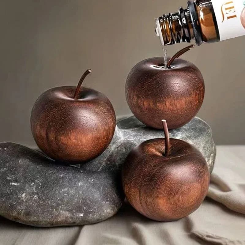 Diffuseur d'aromathérapie en bois naturel - Diffuseur d'huiles essentielles en forme de pomme, système de diffusion entièrement automatique, pour la maison, la voiture, le bureau