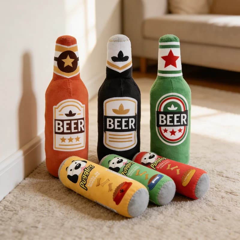 Jouet pour chien réaliste en forme de bière, couineur avec son BB, jouet à mâcher durable pour animaux de compagnie, nettoyage des dents, molaire, doux, lavable en machine, anti-ennui