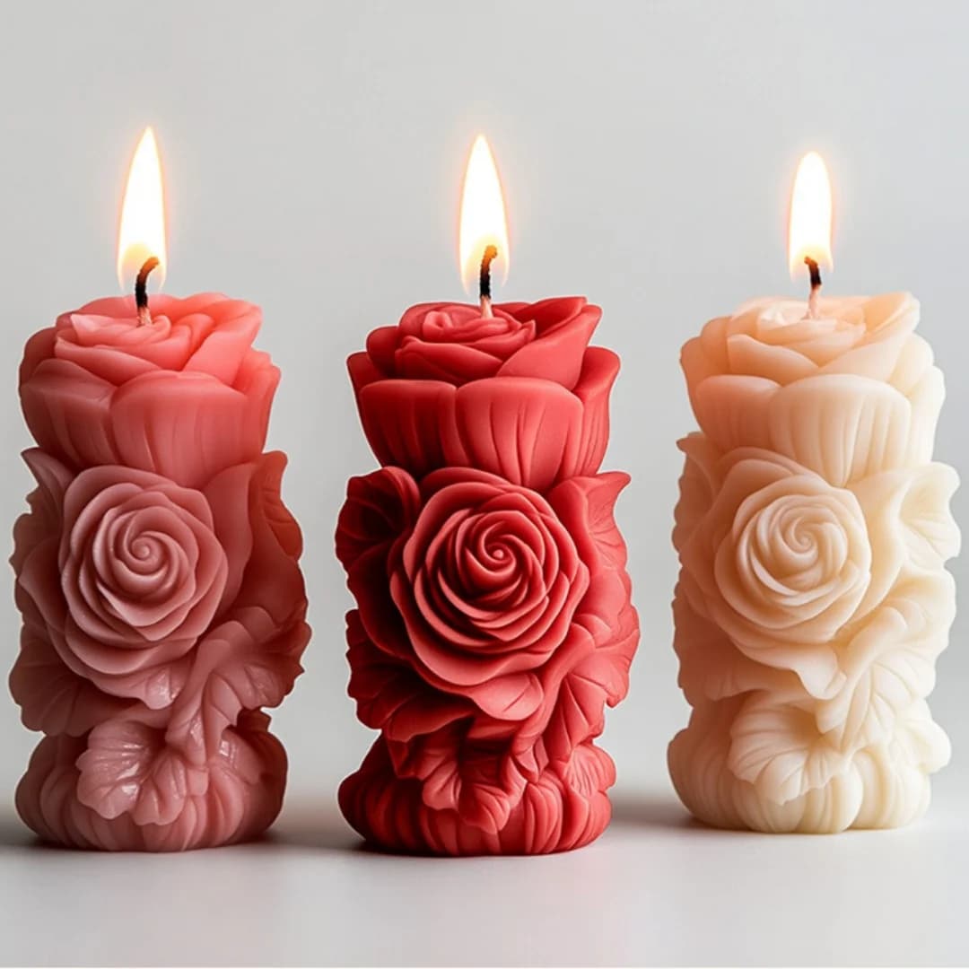 Rose pilier fleur arôme bougie Silicone moule bricolage
