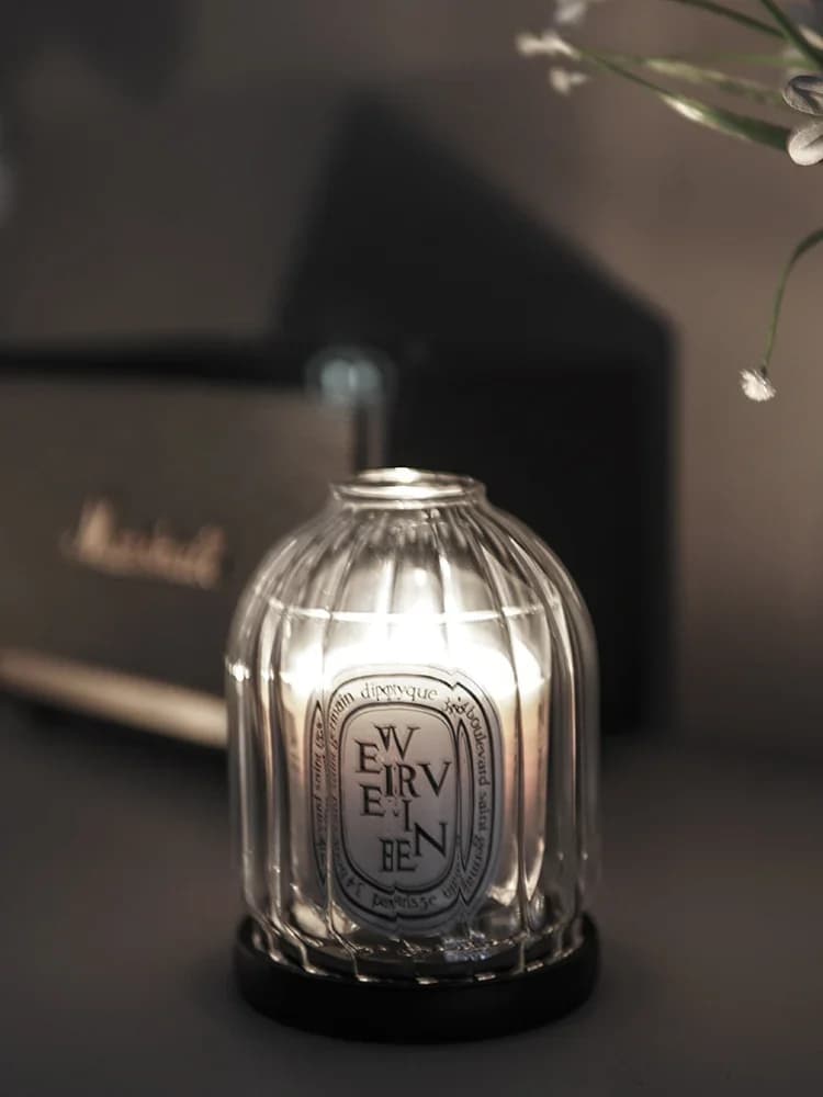 Bougie parfumée anti-poussière avec couvercle en verre coupe-vent