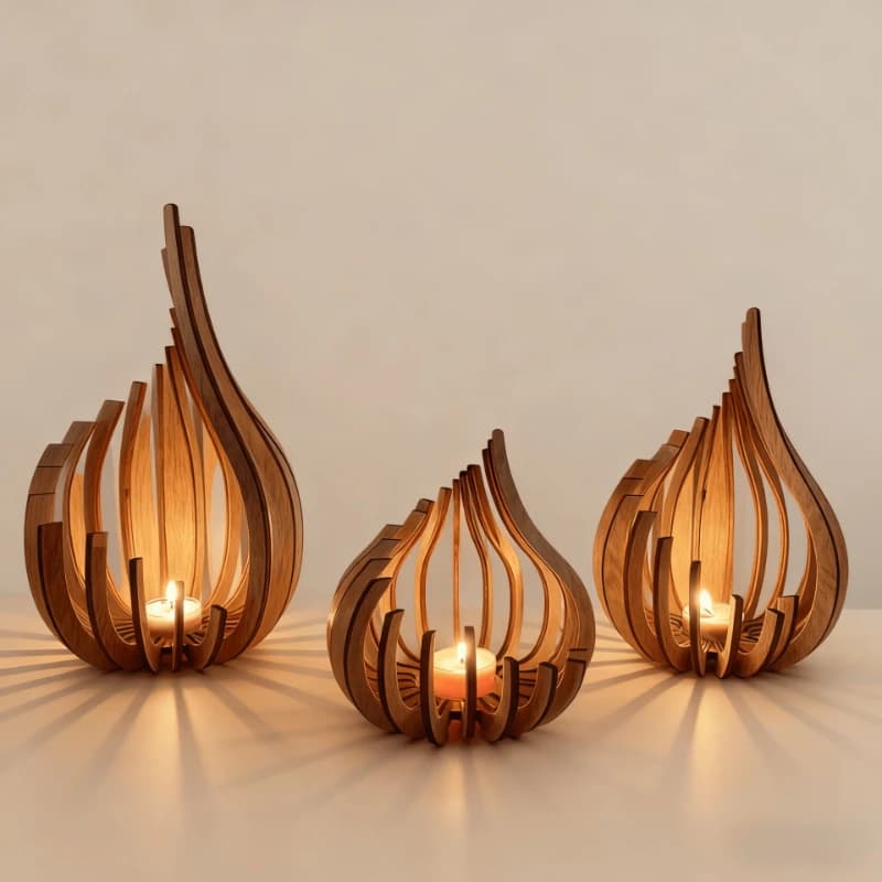 Bougeoir en bois fait à la main