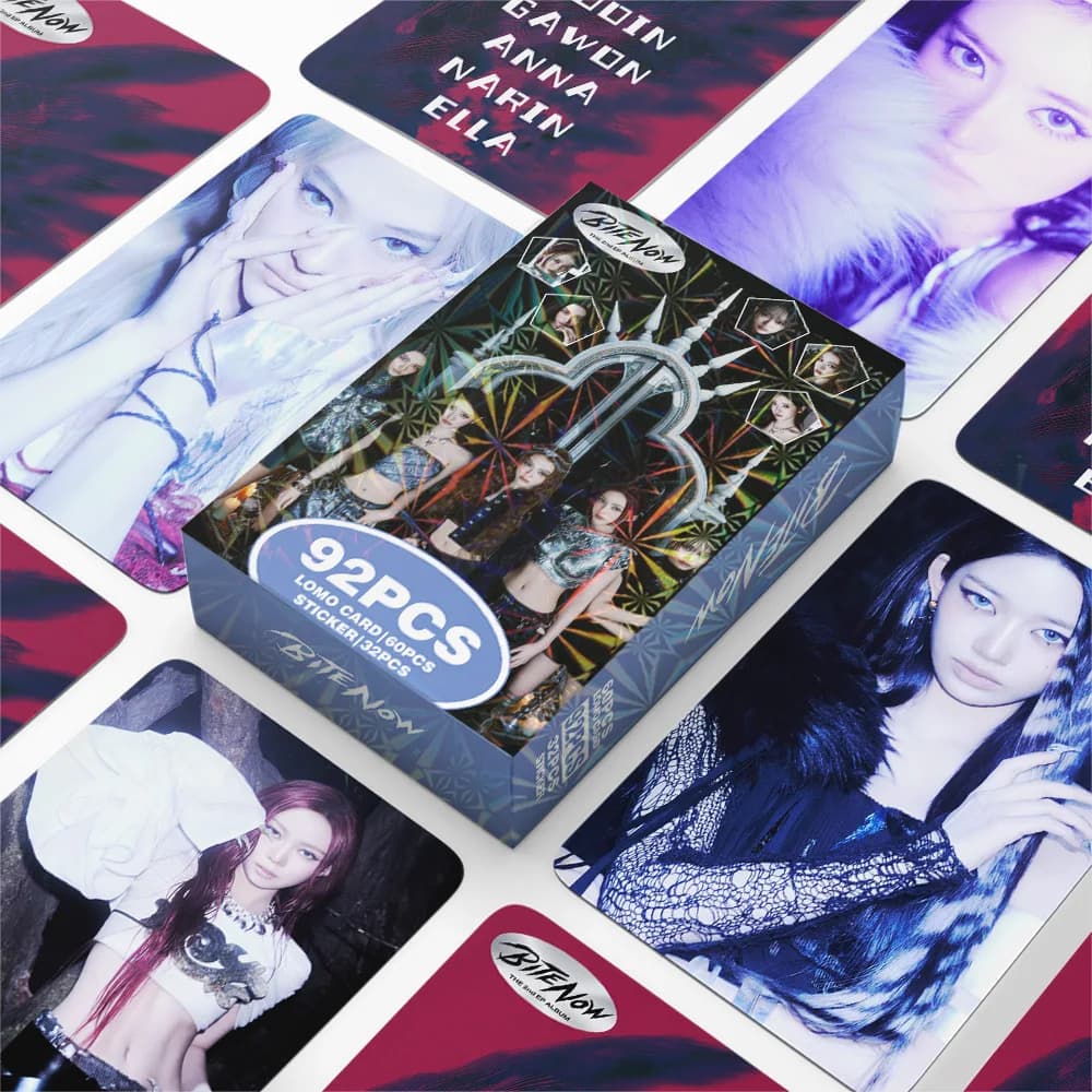 92 pièces Nouvel Album MEOVV BITE NOW Cartes Photo Autocollants Kpop Merch Cartes Lomo Ensemble Cartes de Collection pour Fans Cadeaux