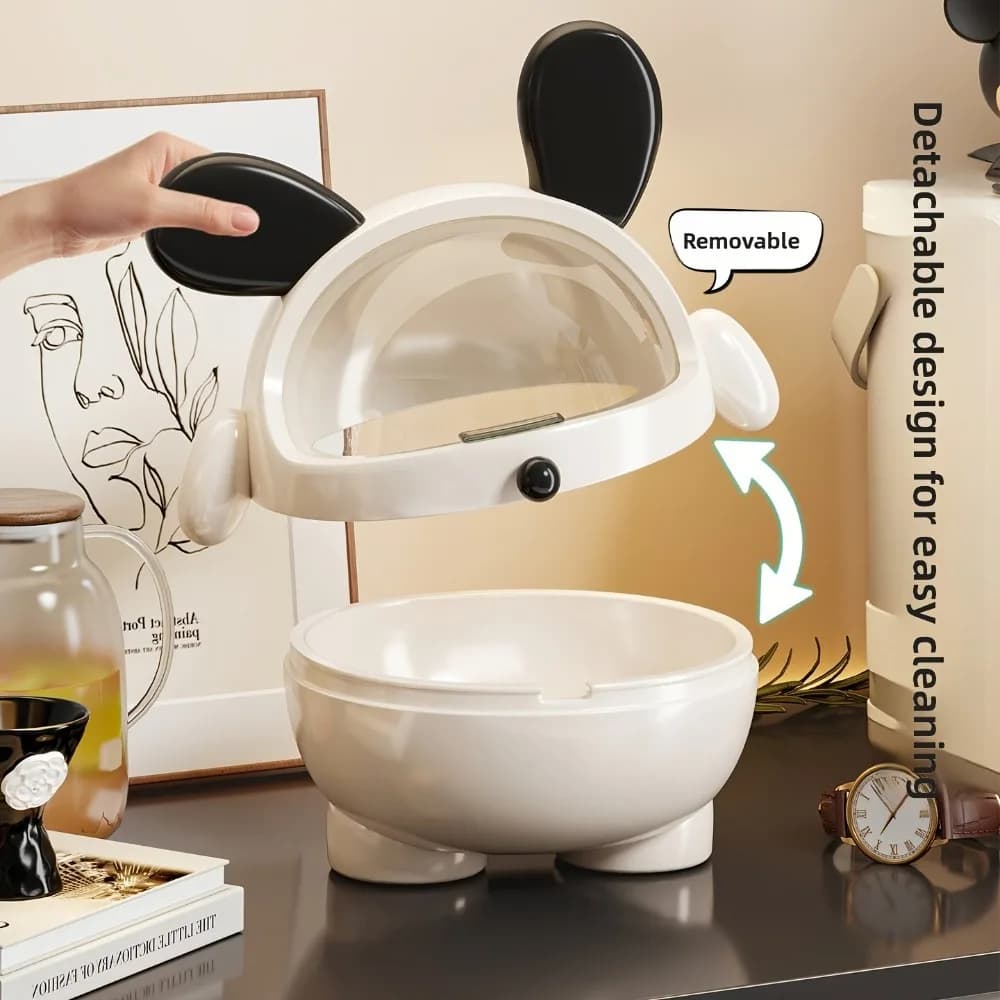 Organisateur d'accessoires mignon en forme de lapin avec couvercle, boîte de rangement anti-poussière en forme d'animal de dessin animé pour les filles, attaches pour cheveux, bijoux, décoration de co