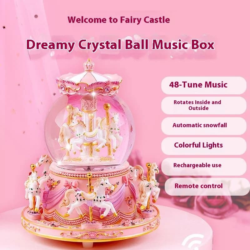 Boîte à musique carrousel boule de cristal boîte à musique cadeau d'anniversaire pour enfants pour filles copines cadeau d'anniversaire boîtes à musique
