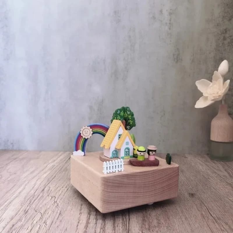 Boîte à musique Rainbow Town, cadeau d'anniversaire, souvenir de mariage, souvenir de la Saint-Valentin, décoration de Noël, ornements pour la maison