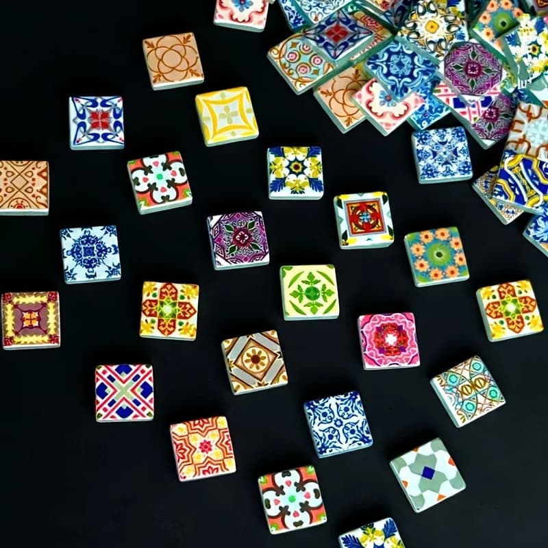 100/200 grammes de mosaïque en verre, carreaux de mosaïque vintage colorés de 2,3*2,3 cm, adaptés aux créations artisanales, aux bureaux à domicile, aux incrustations murales et de marches, aux matéri
