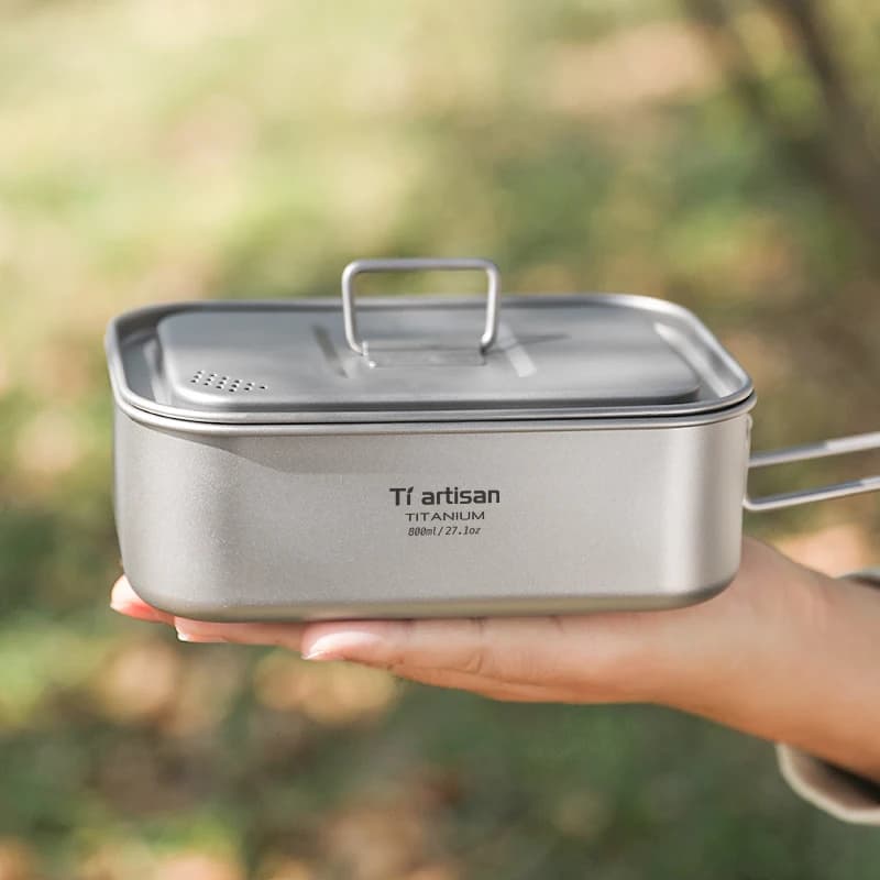 Tiartisan – boîte à déjeuner monocouche en titane, boîte à repas Durable pour Camping en plein air, boîte à Bento Portable légère, récipient alimentaire