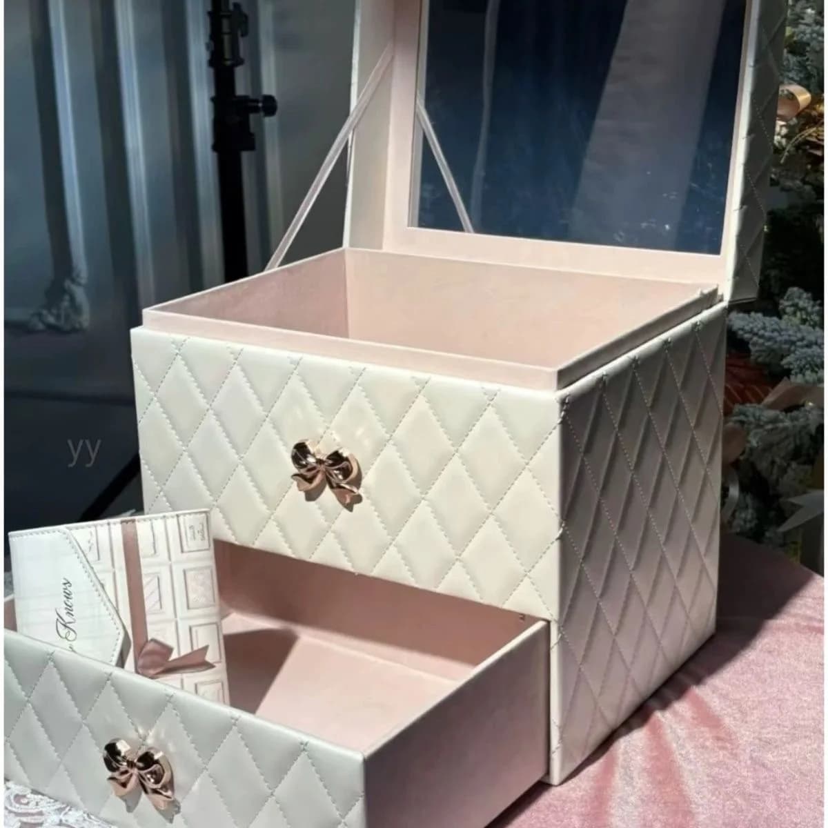 Flower Knows – trousse de maquillage de noël, boîte à bijoux en édition limitée, boîte de rangement en cuir, étui à cosmétiques, boîte cadeau blanche