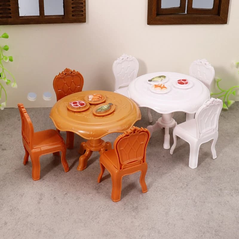 Accessoires pour maison de poupée : 1 : 12 chaises de table à manger miniatures ; Ensemble de meubles ronds pour jouet de décoration de salon.