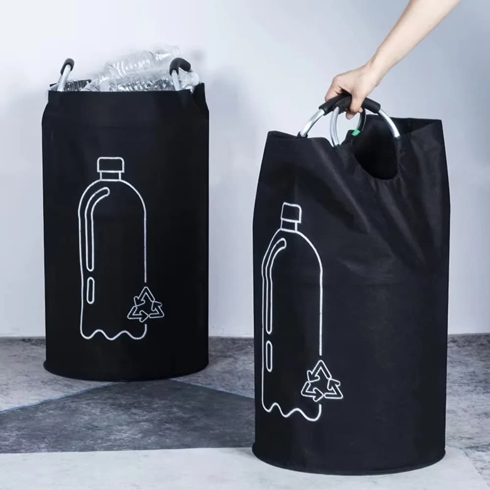 Panier de rangement de bouteilles vides de 82l, avec poignée en aluminium, sac collecteur de bouteilles d'eau usée pliante, poubelle de grande capacité
