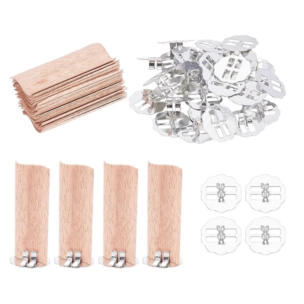 Mèches en bois naturel en forme de flamme, avec support de Base, mèche de bougie, noyau de cire, fournitures artisanales pour la fabrication de bougies, cire parfumée de soja ondulée, 10 pièces