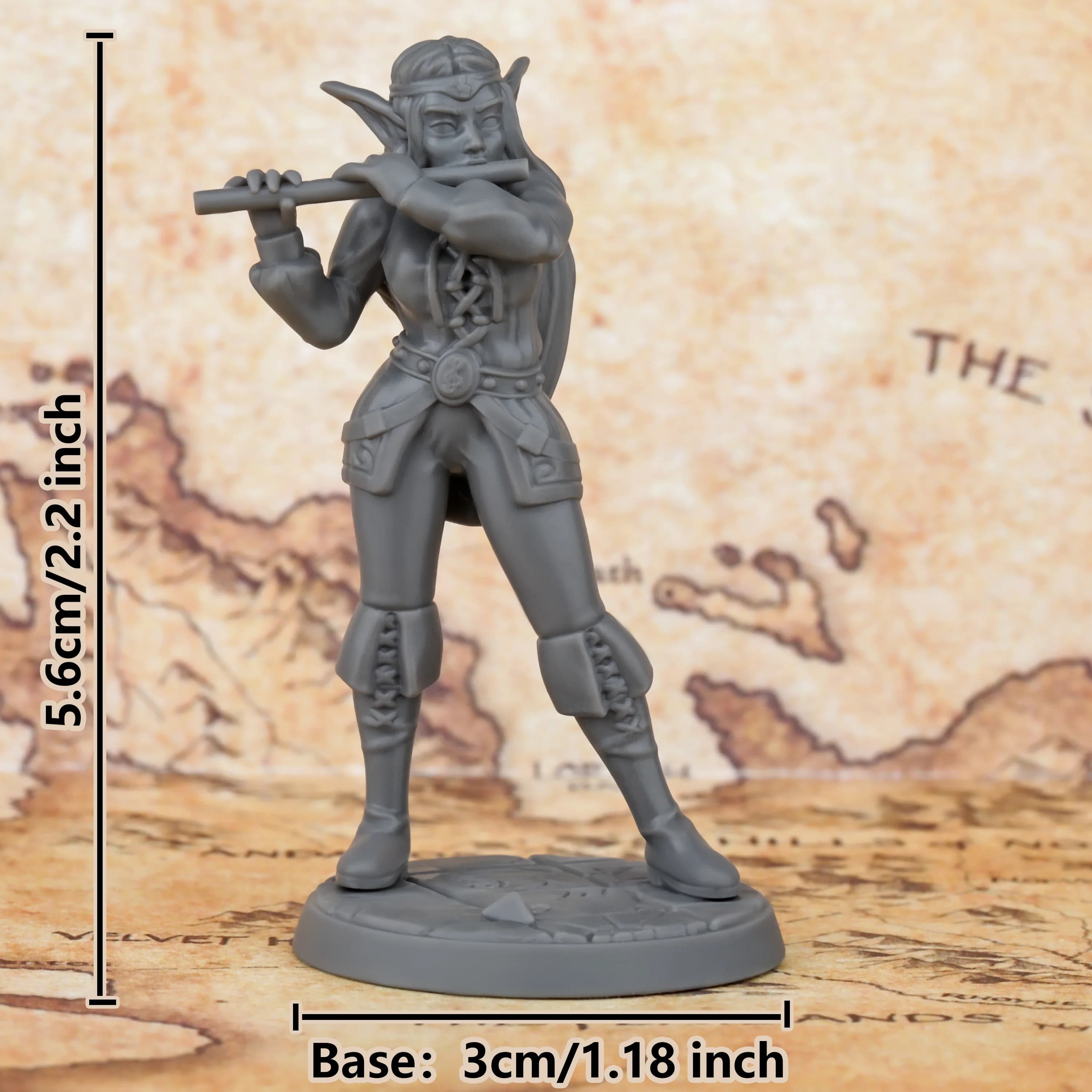 Elfe bardageur avec flûte – Accessoire de table pour jeux de rôle, pour maîtres de jeu et passionnés, cadeau d'Halloween/Noël, NPC fantastique pour jeux de rôle