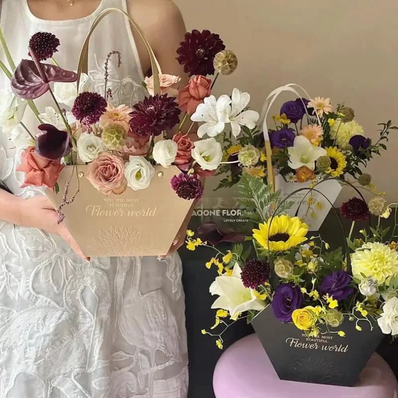Panier de fleurs Portable, 1 pièce, boîte d'emballage de fleurs de roses, sac cadeau pour mariage, anniversaire, fête de noël, Bouquet de fleurs, fournitures de décoration