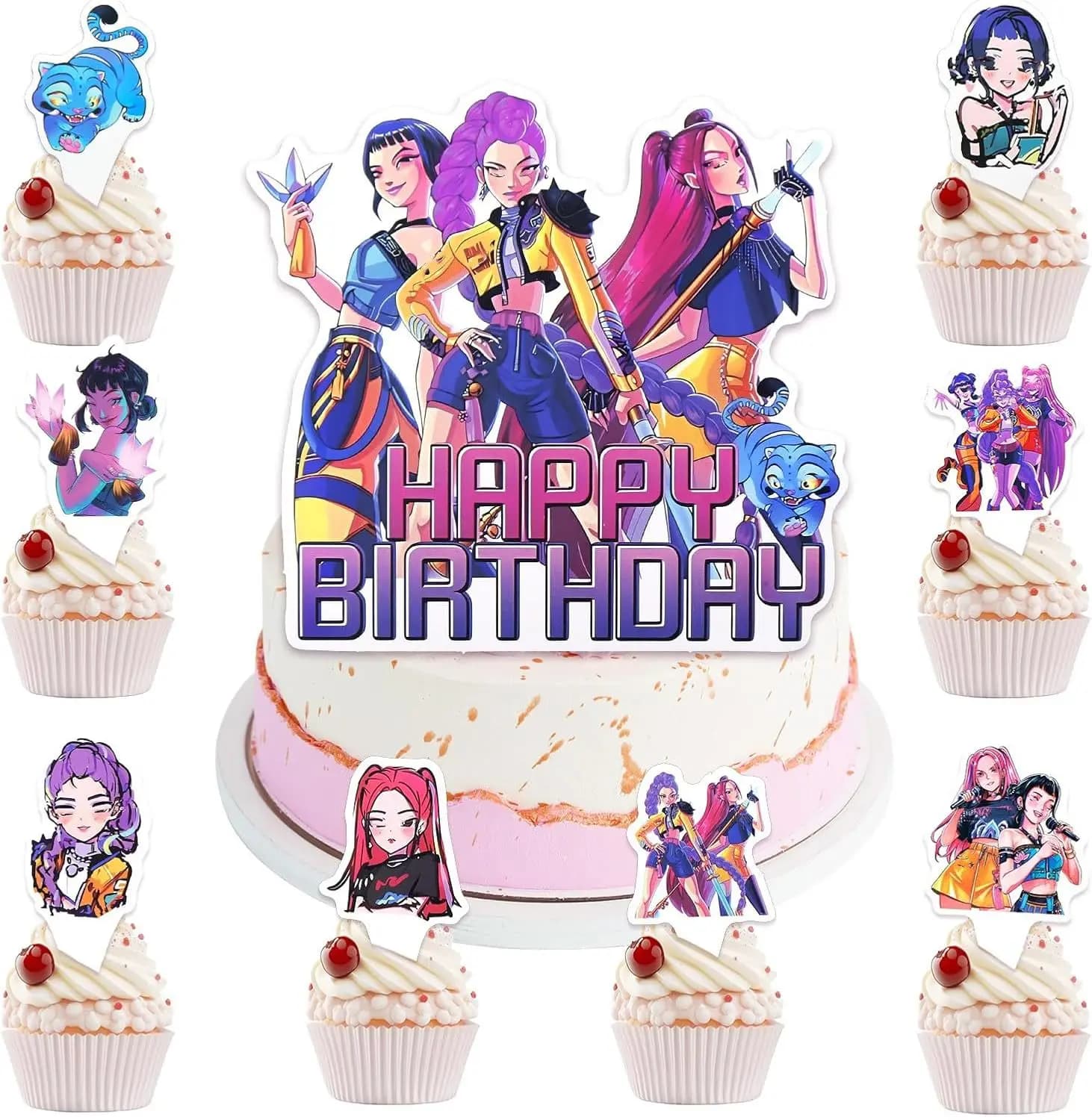 1 pièce, 24 figurines, Décoration de gâteau d'anniversaire super-héros, Cake Topper, Figurines de dessin animé, Fournitures de fête K-pop, Cadeaux créatifs DIY