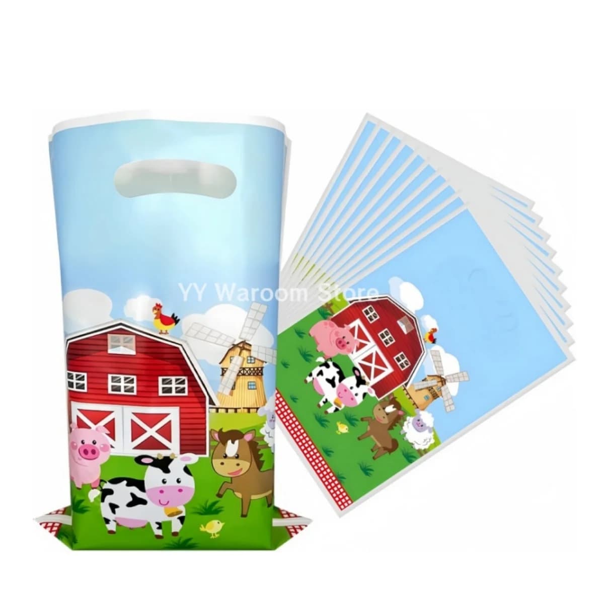 Sacs cadeaux animaux de ferme, décoration de fête d'anniversaire, sacs à cadeaux de vache de ferme, sac à bonbons, cadeaux pour réception-cadeau pour bébé, cadeaux pour enfants, fournitures de fête