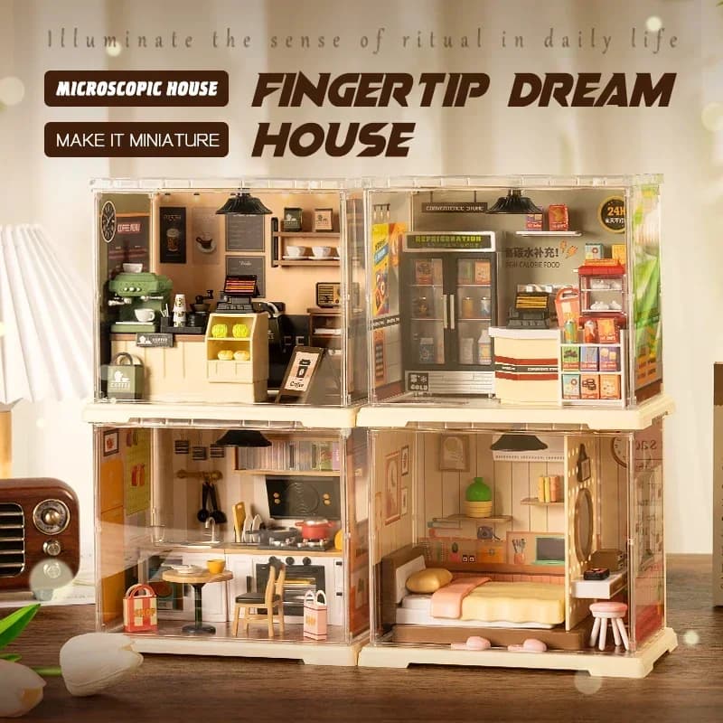 Magasin Miniature chambre cuisine bricolage maison de poupée coin café modèle Miniature pour anniversaire cadeau de famille