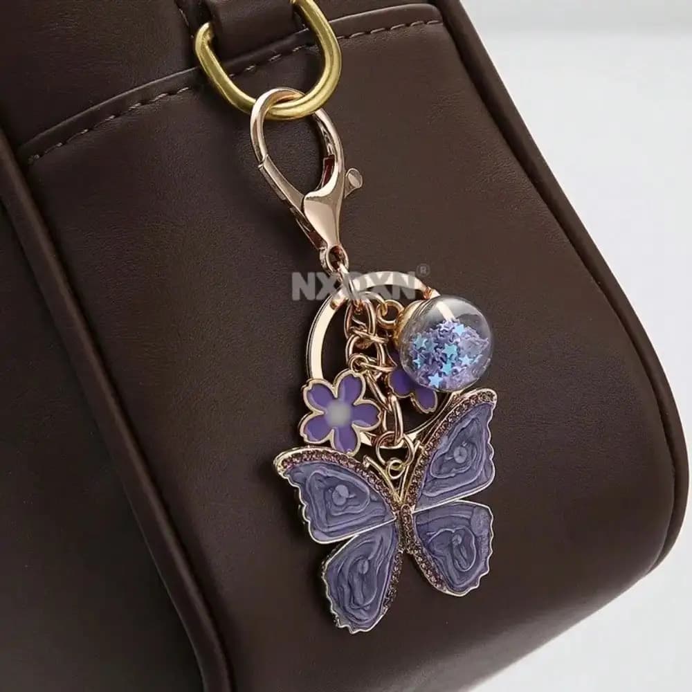 Nouveau porte-clés en acrylique avec fleur papillon