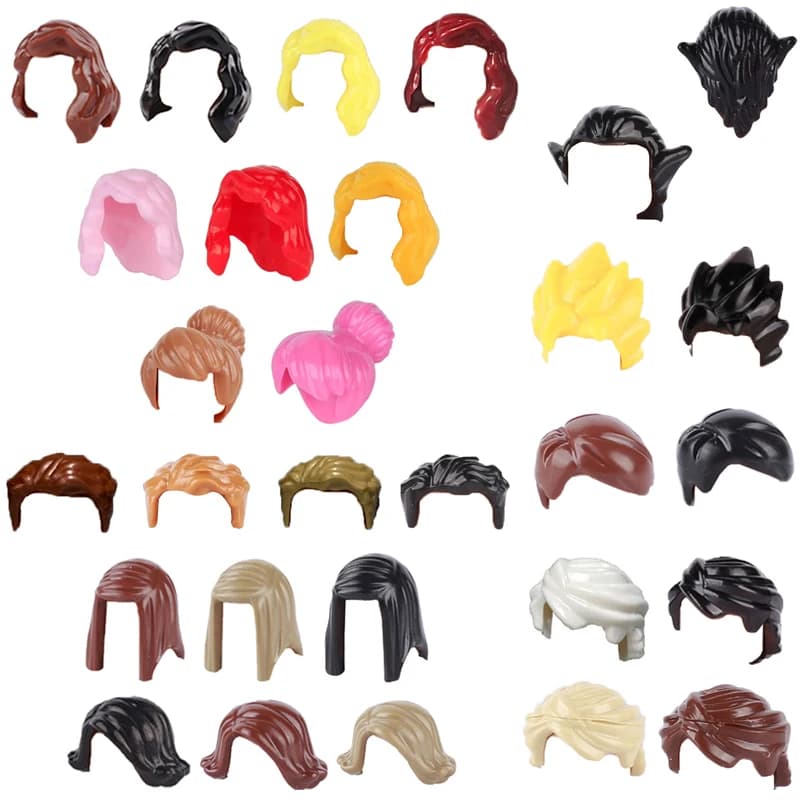 Blocs de construction accessoires figurines compatibles parties du corps coiffure pour garçons et filles 1 pièce ou 5 pièces ou 10 pièces Options d'achat multiples
