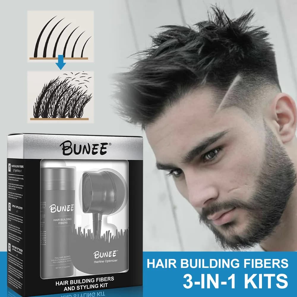 Ensemble de 3 pièces de poudre de fibres Bunee : fibre volumisante pour un aspect naturel, coffret cadeau parfait pour les vacances