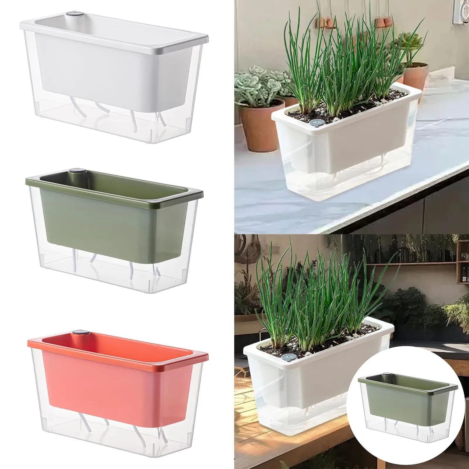 Pot de fleurs auto-arrosage pour balcon, plantes hydroponiques succulentes d'intérieur, jardinière de fenêtre, fond de boîte, Pot de fleur paresseux d'intérieur pour la maison