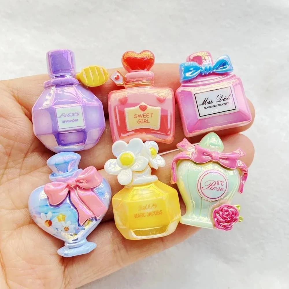 Bouteille de parfum en résine, 6 pièces, nouvelle série de bouteilles de parfum de dessin animé, dos plat, Scrapbooking, bijoux à bricoler soi-même, accessoires de décoration artisanale