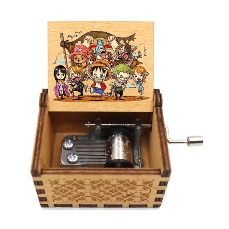 Boîte à musique One Piece, animation de dessin animé autour de Luffy Sauron, boîte à musique classique à manivelle, ornements de boîte à musique en bois