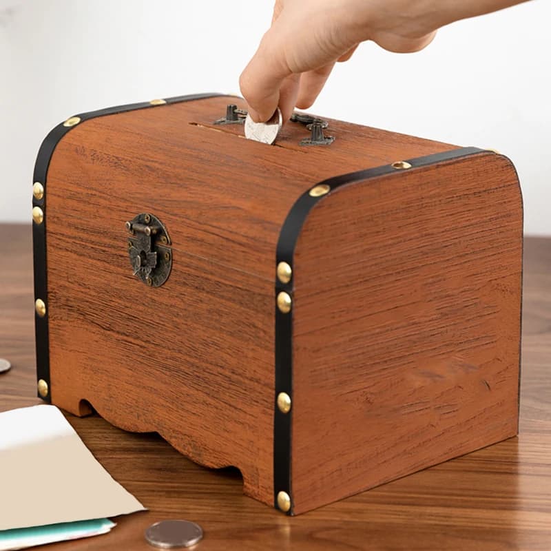1 ensemble de boîtes de rangement vintage en bois, coffre au trésor avec serrure, tirelire, organisateur, boîte de rangement pour la décoration de la maison