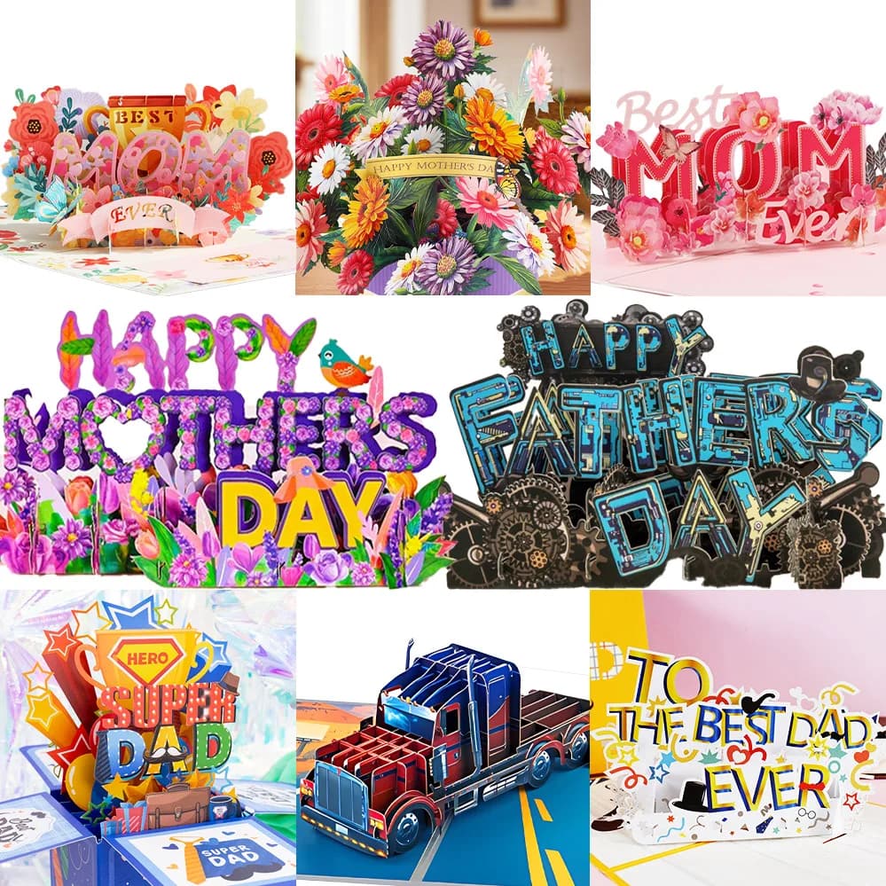 Carte-cadeau créative 3D en forme de bouquet pour Mère