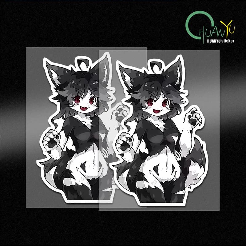 Autocollant mural chaton fille en fourrure