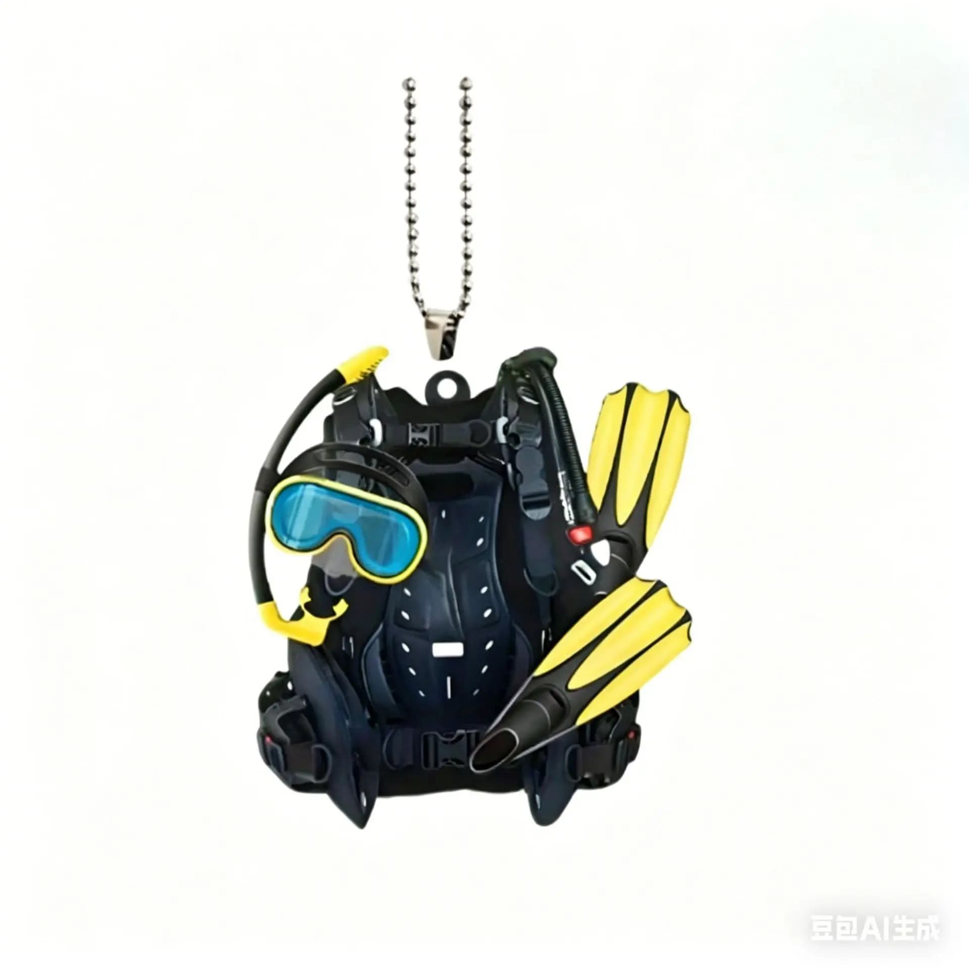 Porte-clés de plongée sur le thème de la plongée, ornement plat en acrylique 2D, décoration suspendue pour voiture, sacs, festif, fête, cadeau