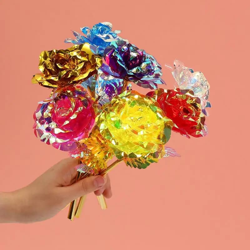 Cadeau créatif pour la Saint-Valentin, rose artificielle plaquée or, rose à feuille d'or, cadeau pour la Saint-Valentin, fête des mères