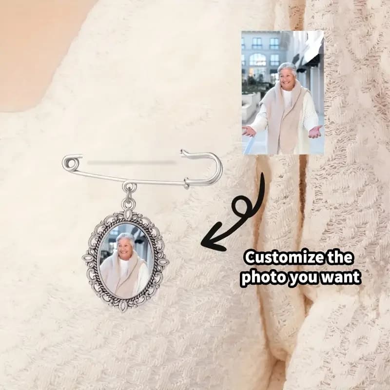 Accessoire de mariage personnalisé avec photo - pendentif ange floral ovale/goutte d'eau avec image personnalisée, cadeau commémoratif
