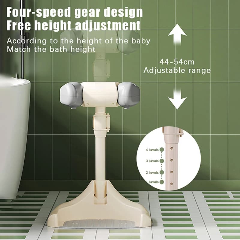 Support de douche pour bébé – Support de bain réglable avec base antidérapante, aide de douche sécurisée pour les tout-petits, aide au bain