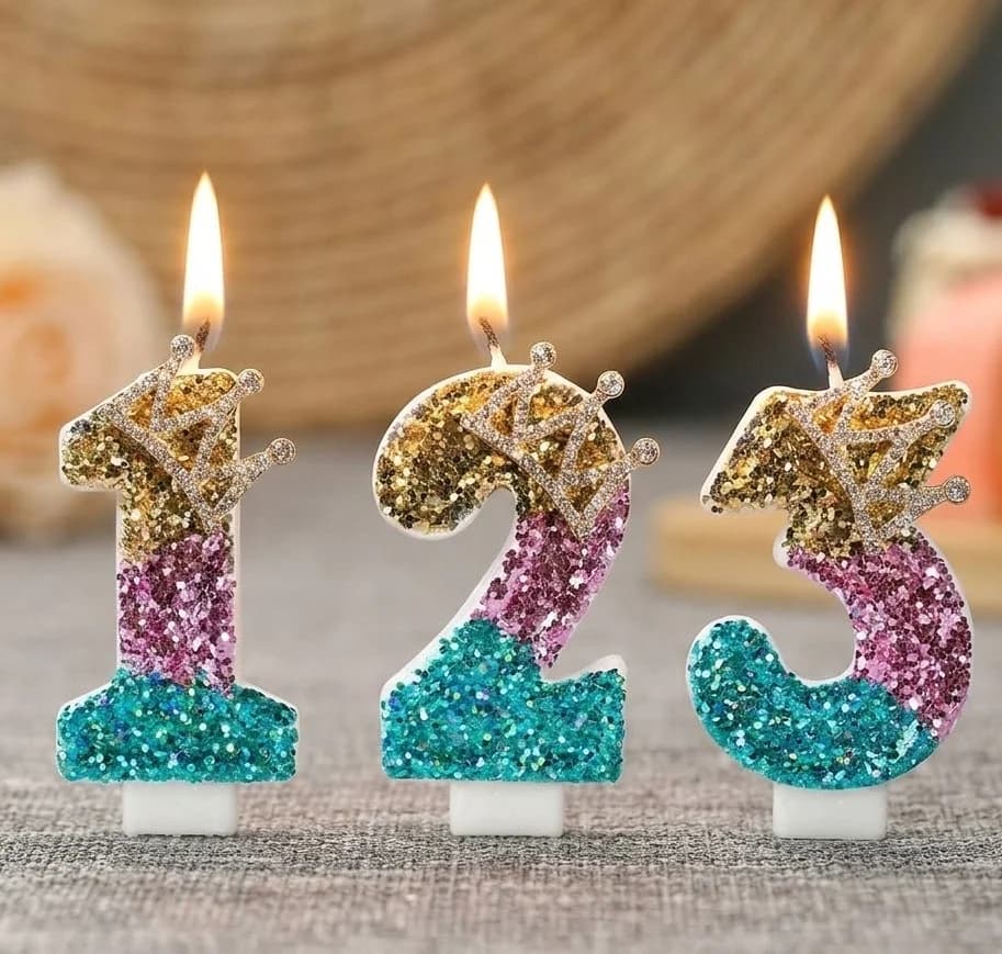 Bougie d'anniversaire numérique en forme de couronne dorée - Décoration de gâteau pour fête d'enfant