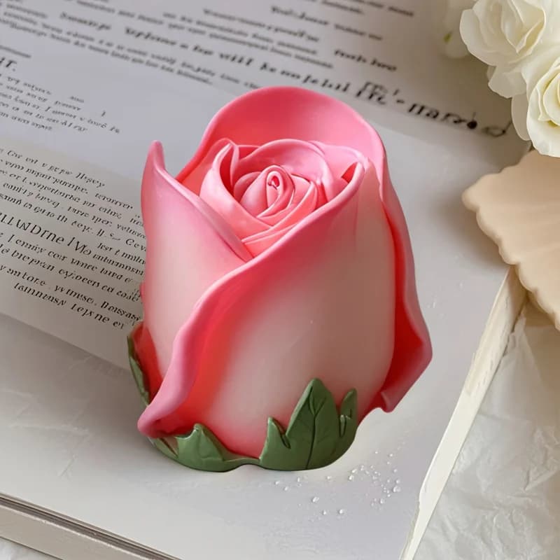 Un moule de bougie en silicone en forme de rose, pour bougie d'aromathérapie DIY, artisanat en résine, savon, décorations en ciment, décoration de la maison, Valenti